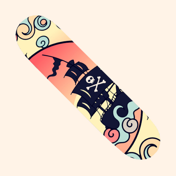 DAHRAH SKATEBOARD WITH PRINT OF A PIRATE SHIP