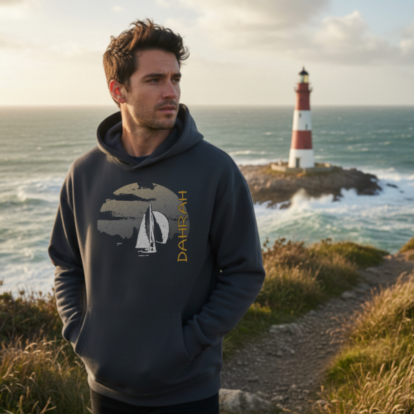 Dahrah Darah oversized sailing hoodie with print of a sailing boat