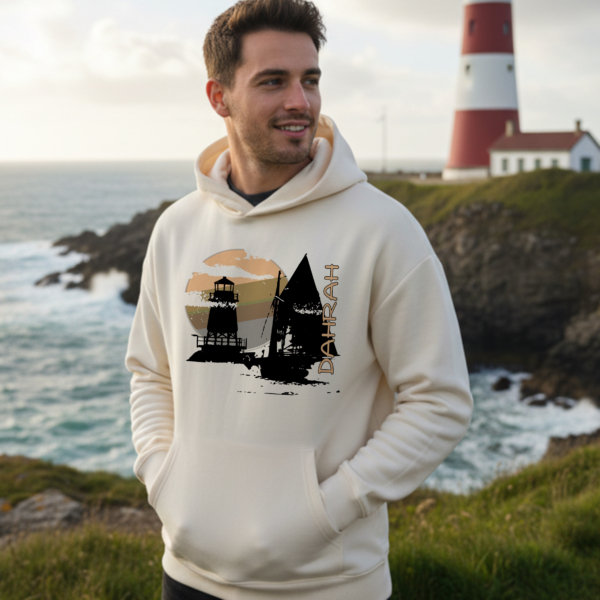 Dahrah Darah oversized sailing hoodie with print of a pirate sailboat.