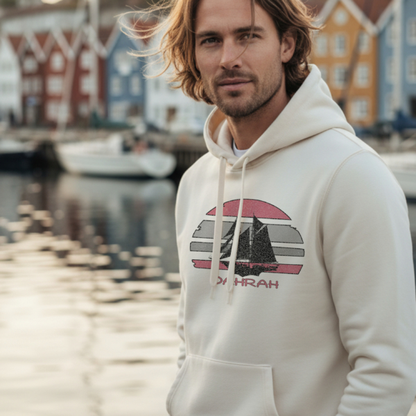 Sailing hoodie with print of a Flying Dutchman SAILBOAT by Dahrah Darah Fashion.